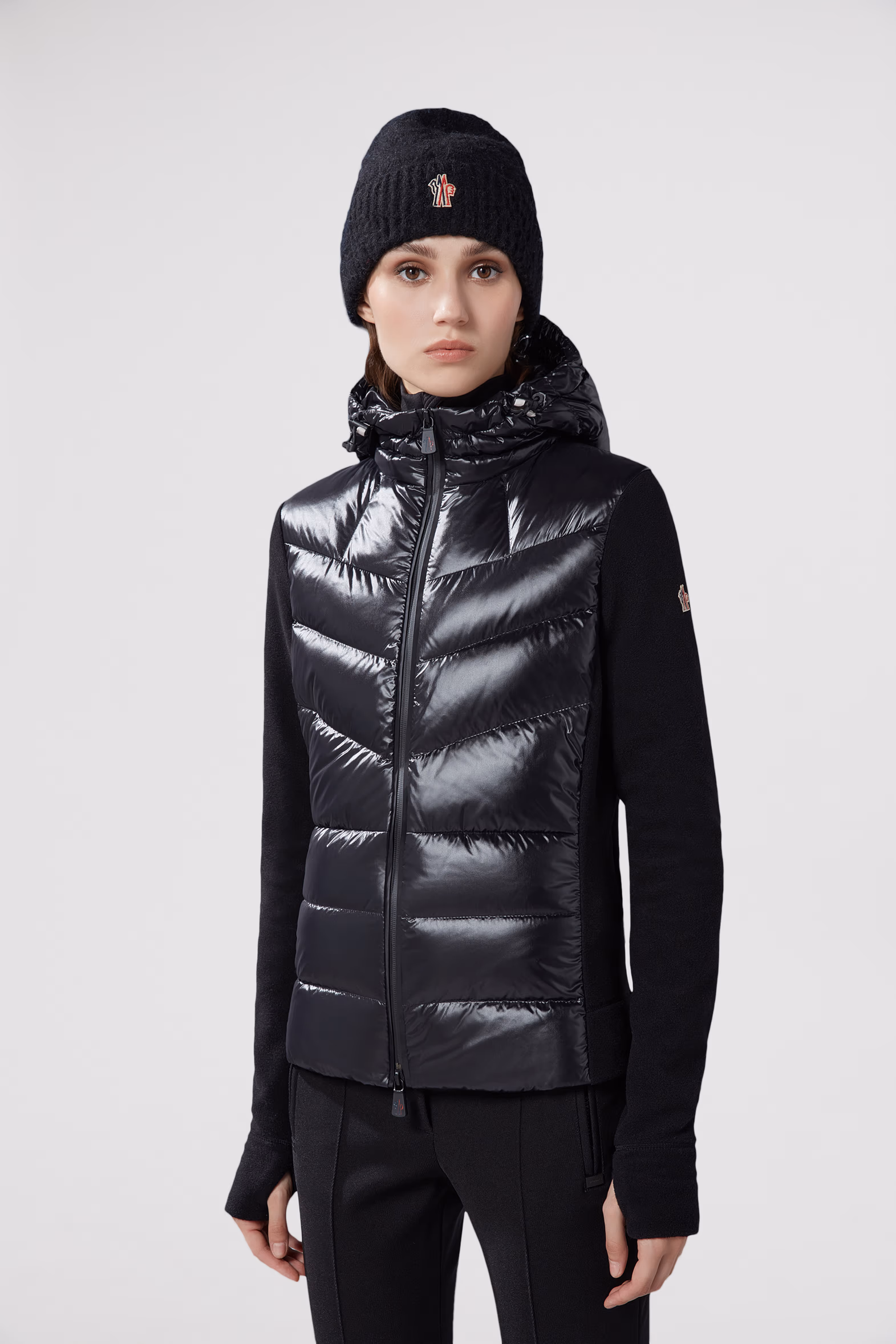 Padded Fleece Hoodie Women Black Moncler 0